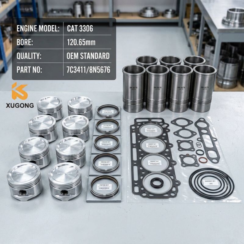 3306 Engine Overhaul Kit with Wet Cylinder Liner Piston Kit for CAT 320 330B D6D Bulldozer Parts